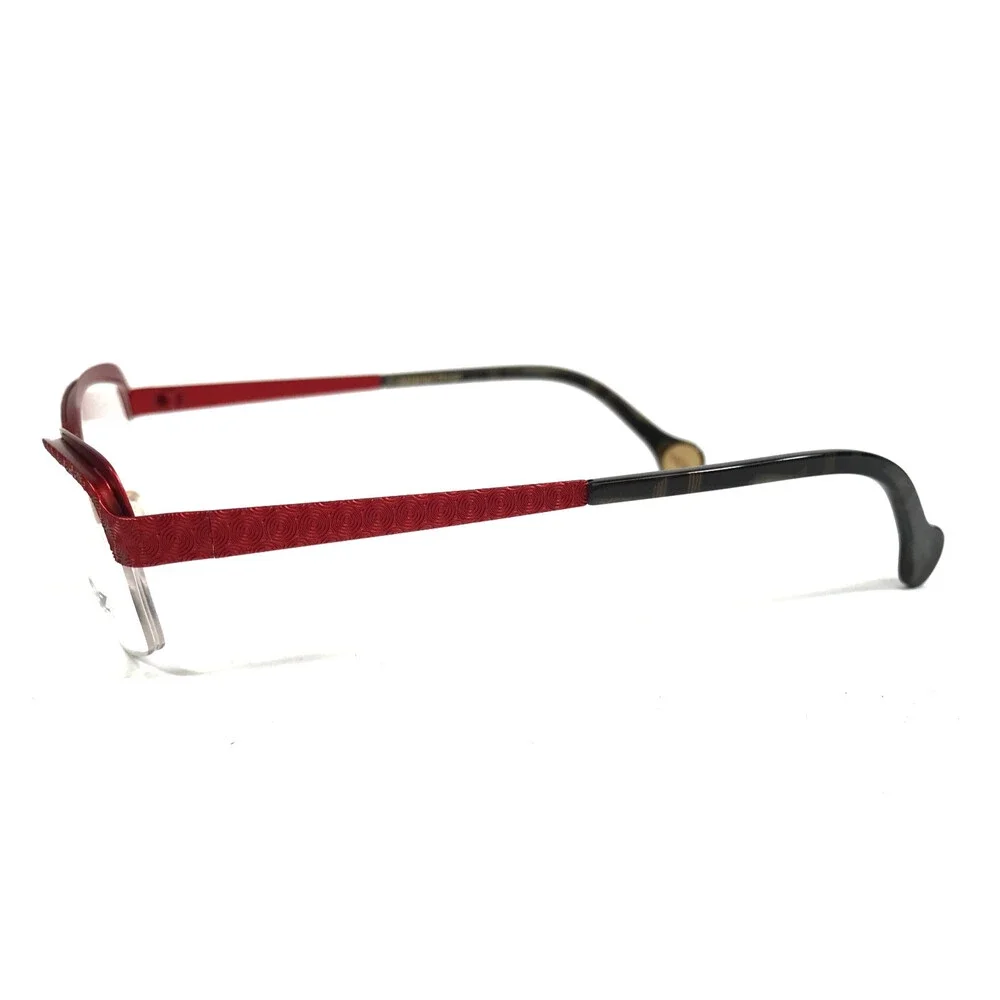 BOZ Eyeglasses Frames VIOLET 3030 Red Spiral Pattern Shiny Half Rim 53-17-140